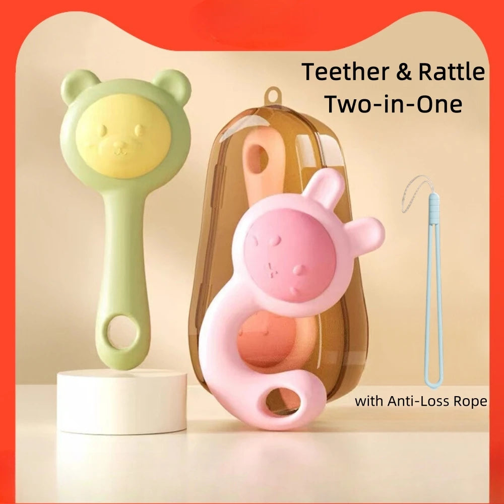 Sensory-Safe Silicone Animal Teether & Rattle: Engaging Developmental Companion for Every Stage